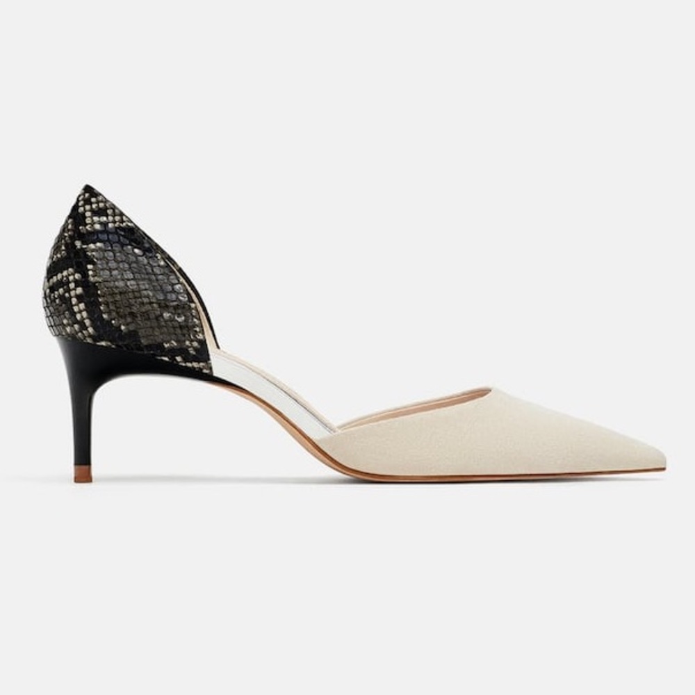 Zara Contrasting Kitten Heels